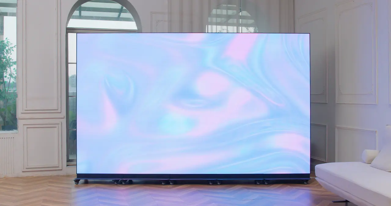 Connected Nixa LED wall with pastel moving visuals