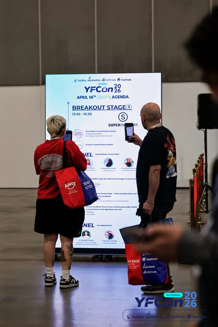 Nixa LED double-sided LED poster screens on the show floor at YFCon 2026